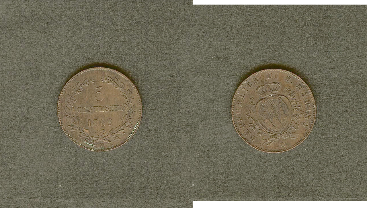 Italy San Marino 5 centesimi 1869M EF